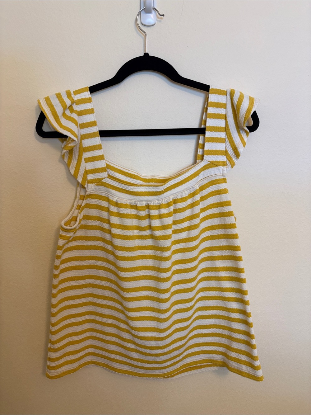 LOFT Striped Yellow and White Knit Tank